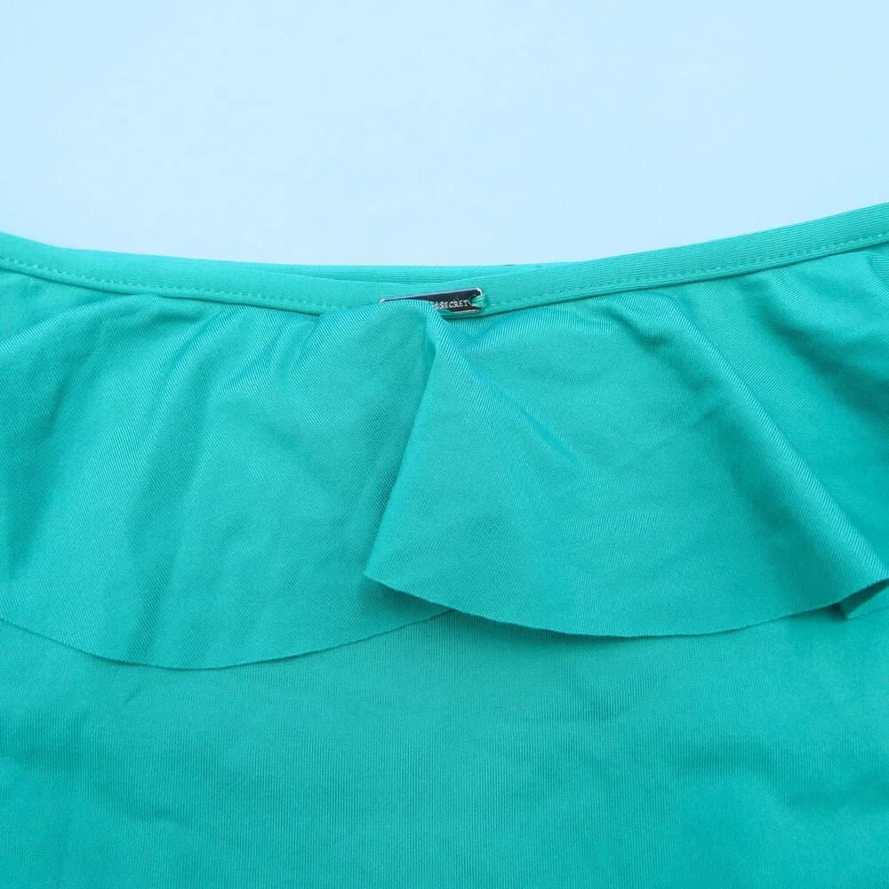 Victorias Secret Medium Green Ruffle Frill Hipster High Waist Bikini Bottom Aqua